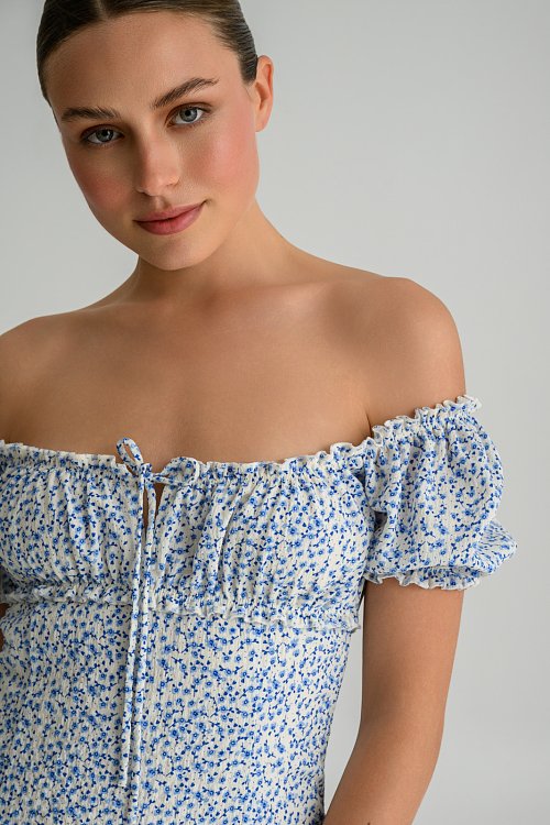 Μίνι φλοράλ φόρεμα off shoulder (MULTI)