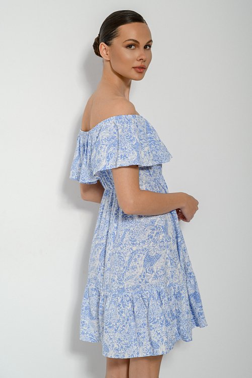 Mini paisley off shoulder dress