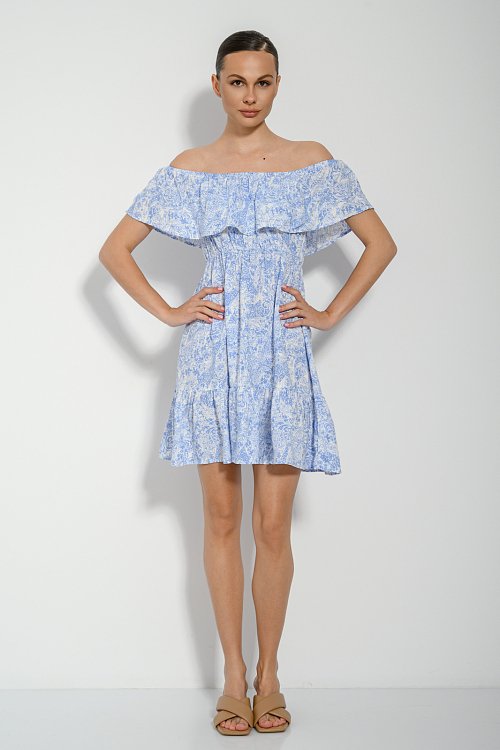 Mini paisley off shoulder dress