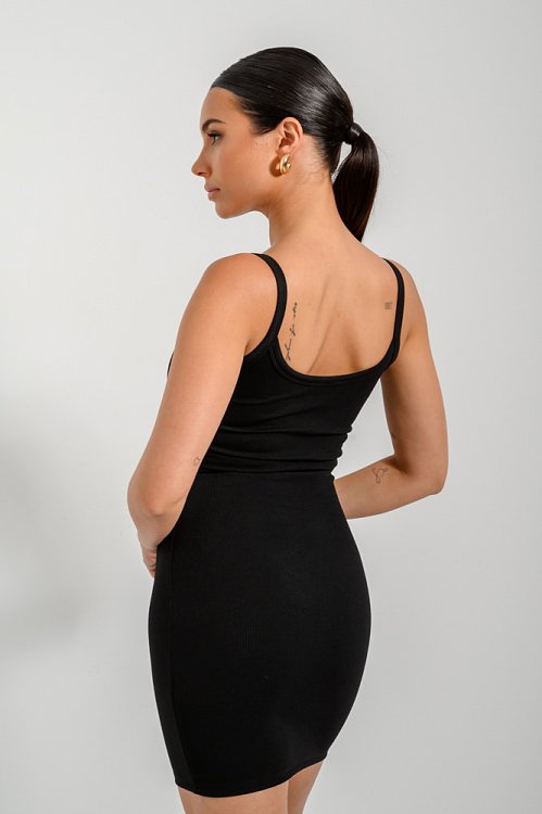 Mini ribbed dress with straps