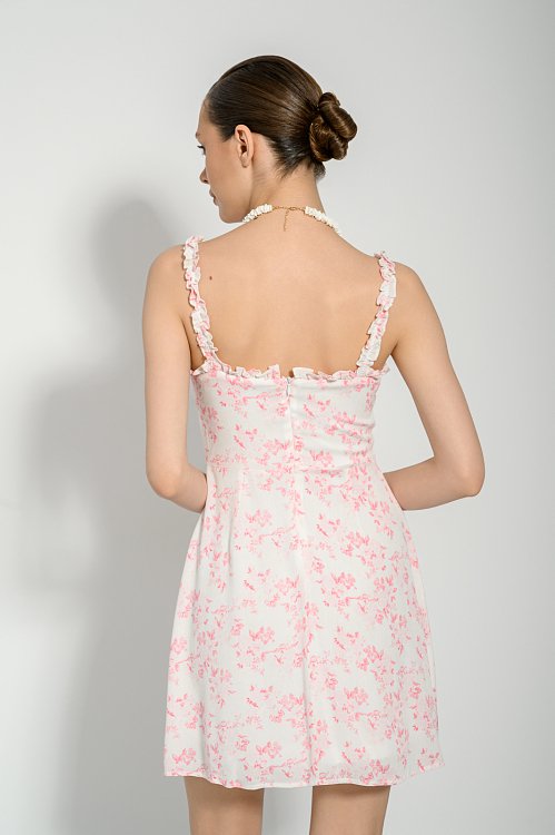 Mini floral dress with front bow detail