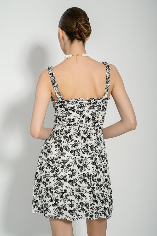 Mini floral dress with front bow detail