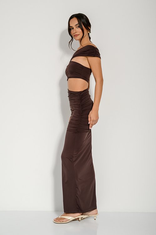 Maxi λύκρα cut out φόρεμα με σούρες