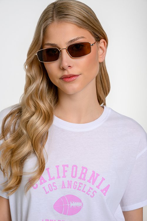 Rectangular gold metal sunglasses