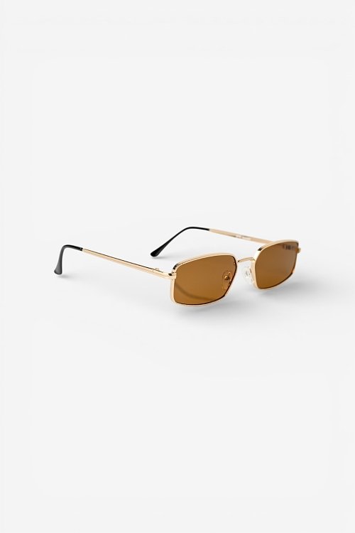 Rectangular gold metal sunglasses