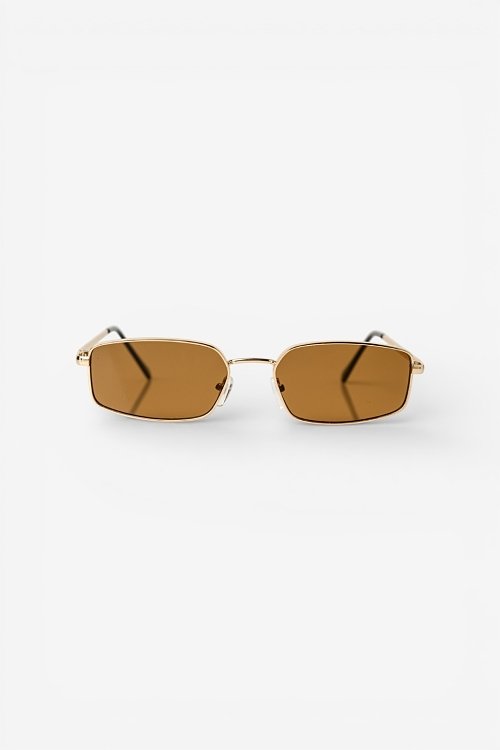 Rectangular gold metal sunglasses