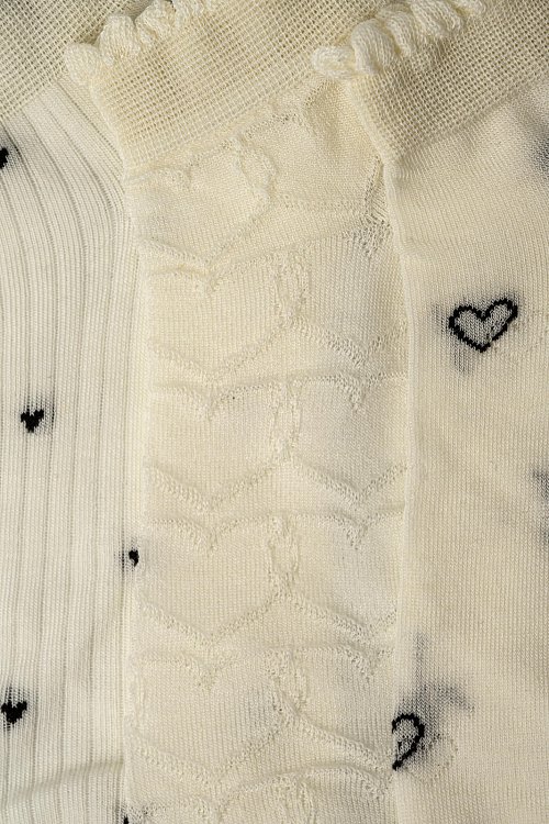 Set of 3 pairs of ankle socks with hearts