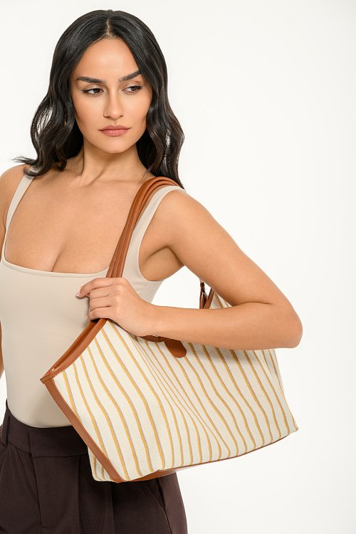 Large tote bag with stripes