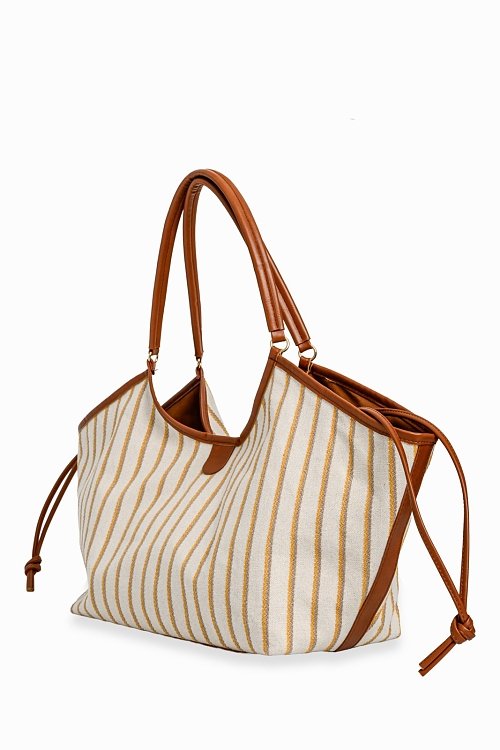 Large tote bag with stripes