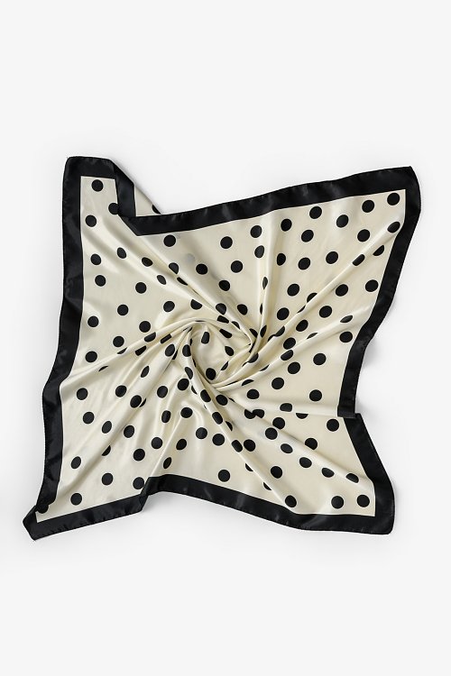 Scarf with polka dot print and satin sense