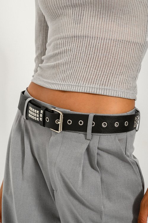 Belt with leather effect and details