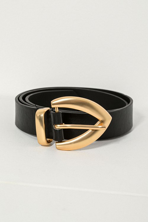 Belt with leather effect with pointed buckle