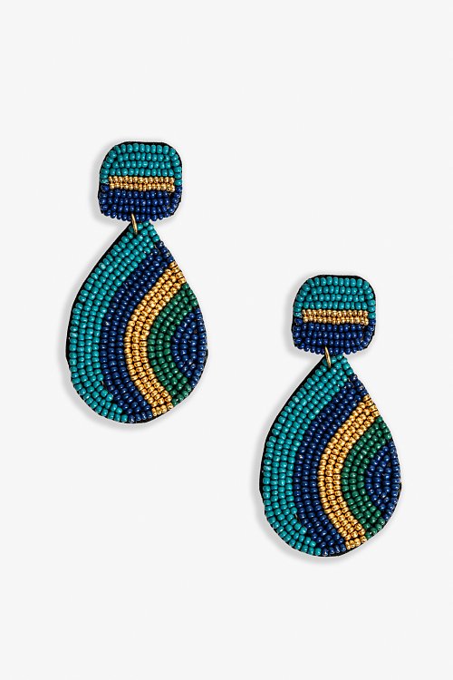 Dangle boho drop earrings with multicolor beads