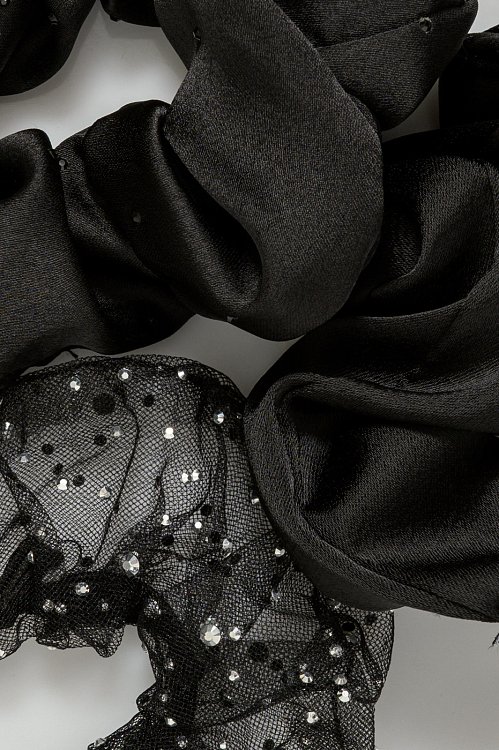 Σετ 3 scrunchies λαστιχάκια μαλλιών με στρας (BLACK)