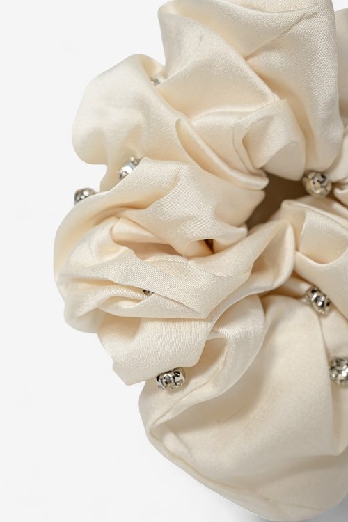 Scrunchie λαστιχάκι μαλλιών με στρας (OFF WHITE) φωτογραφία
