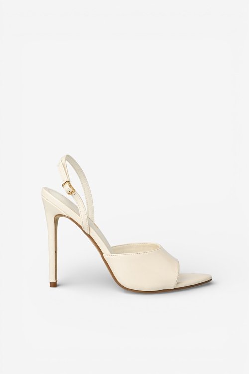 Patent leather slingback peep-toe heels