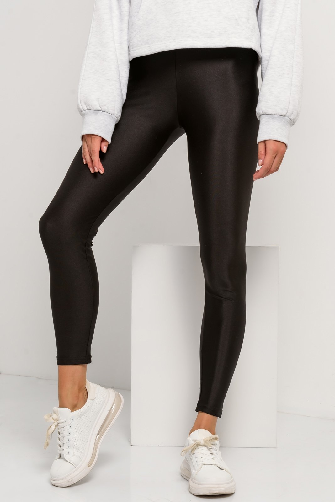 Black Coated Leather-Look Zip Leggings | New Look