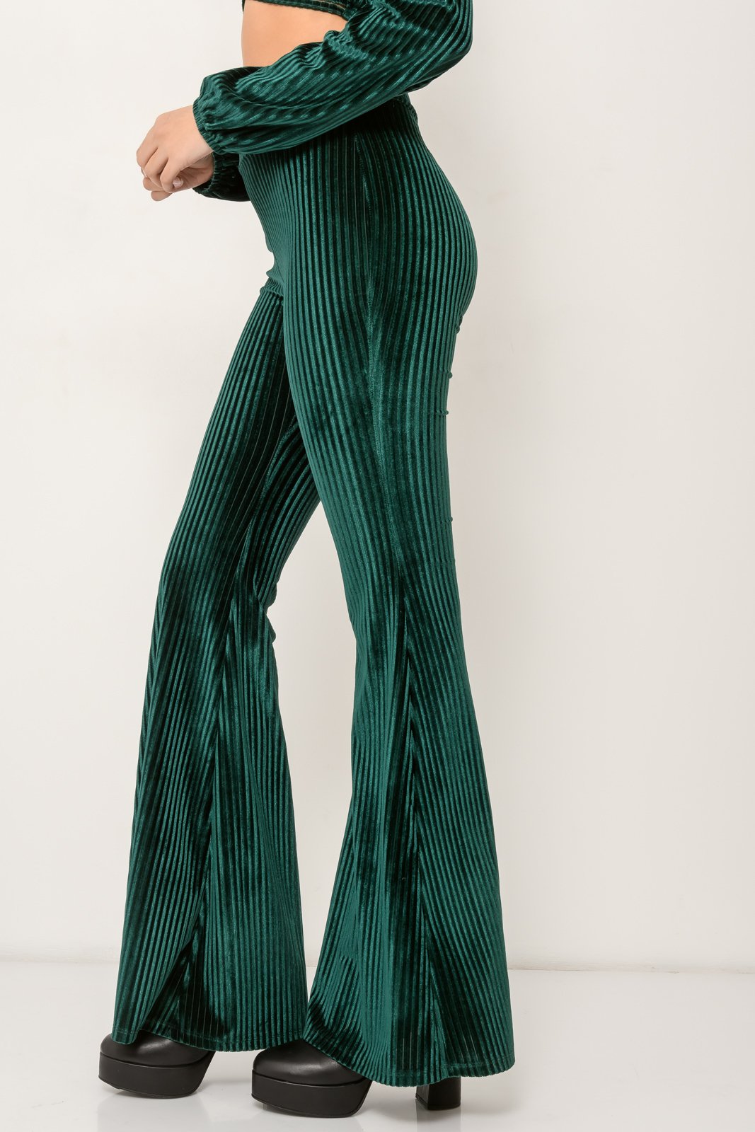 Black Ribbed Wide Leg Trousers | New Look
