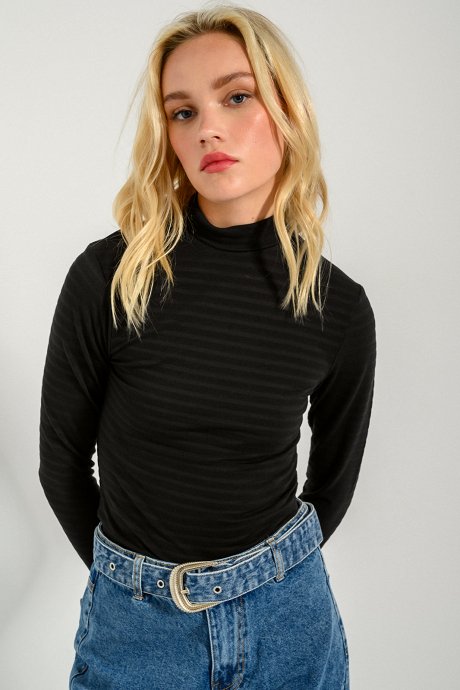 Turtleneck top with frilled detail