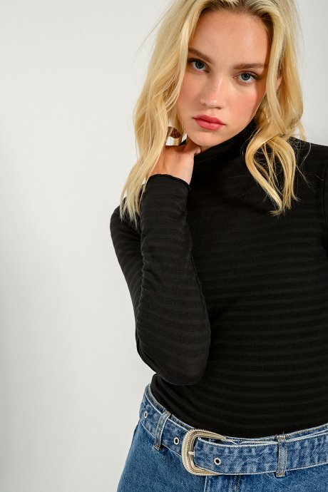Turtleneck top with frilled detail