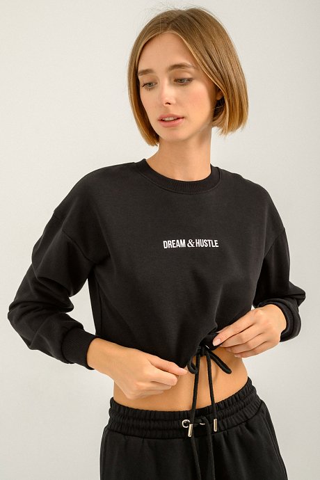 Cropped sweatshirt with print and tying