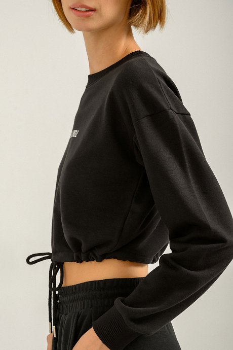 Cropped sweatshirt with print and tying