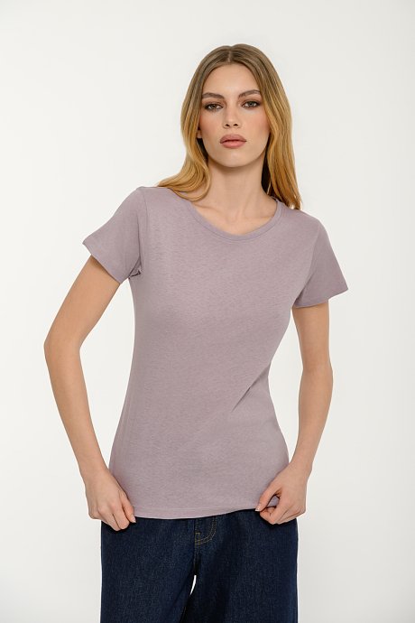 Basic t-shirt με στρογγυλή λαιμόκοψη