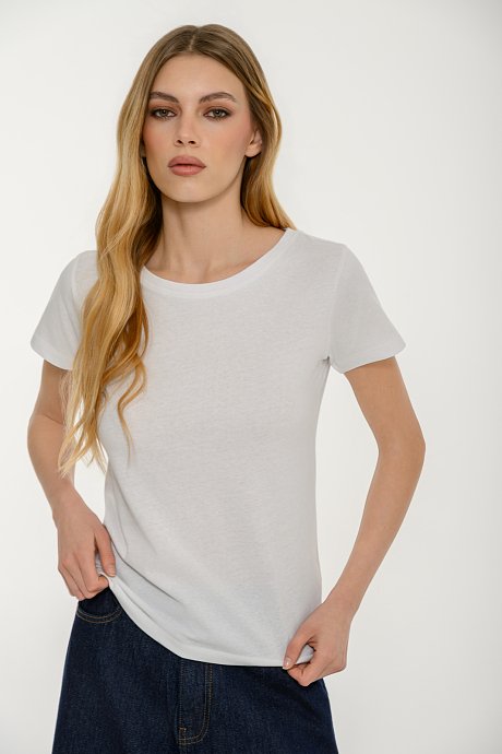 Basic t-shirt με στρογγυλή λαιμόκοψη