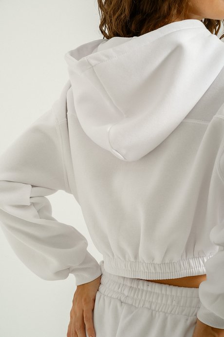 Cropped hoodie with elastic waistband