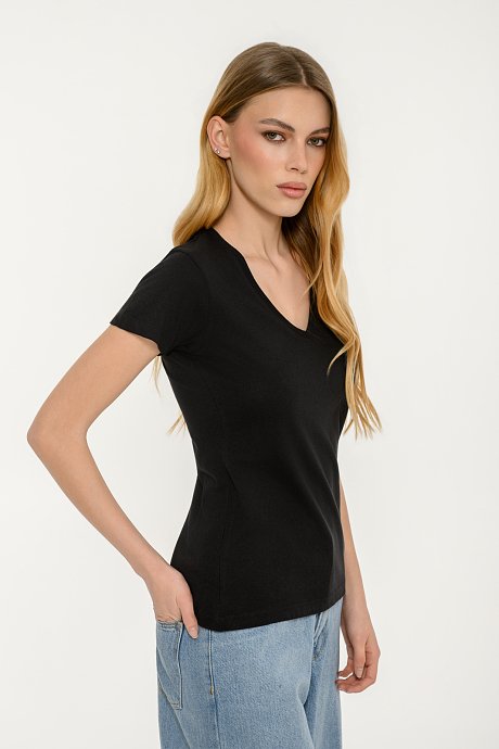 Basic t-shirt με V λαιμόκοψη