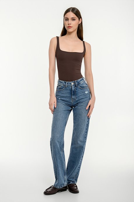 Lycra bodysuit with square neckline