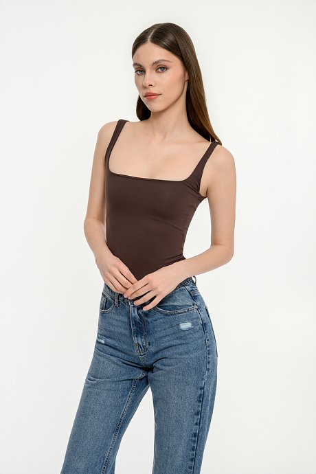 Lycra bodysuit with square neckline