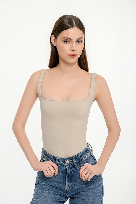 Lycra bodysuit with square neckline