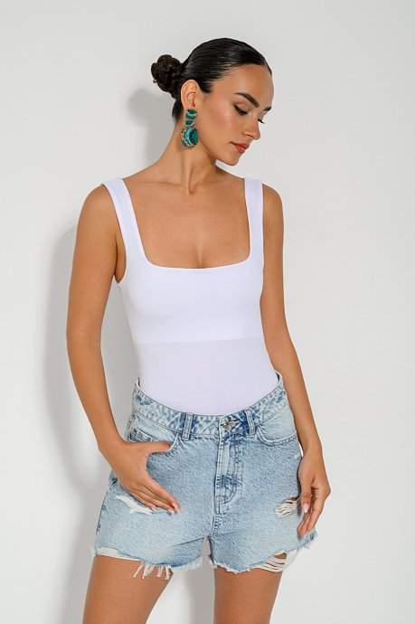 Lycra bodysuit with square neckline