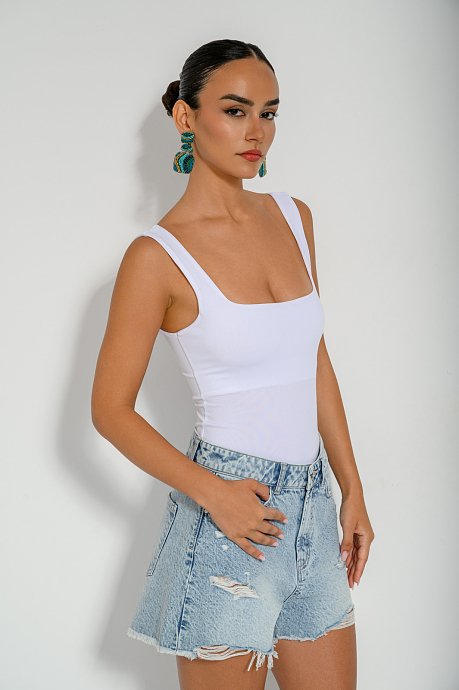 Lycra bodysuit with square neckline