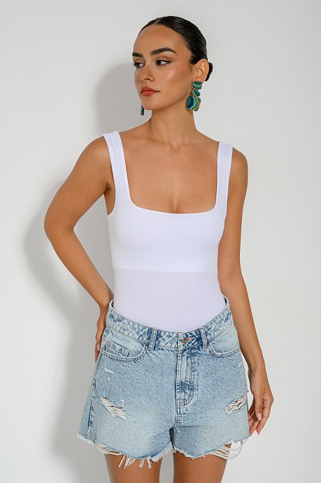Lycra bodysuit with square neckline