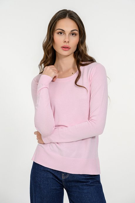 Basic knitted top with round neckline