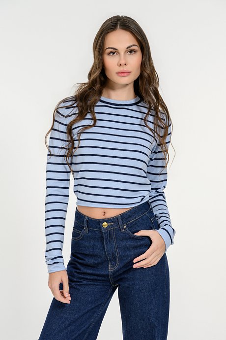 Knitted basic crop top with stripes