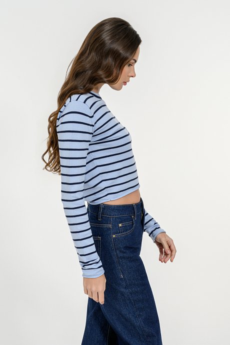 Knitted basic crop top with stripes