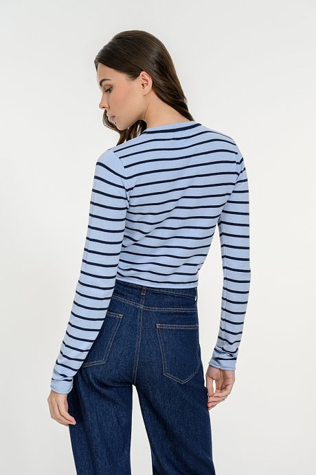Knitted basic crop top with stripes