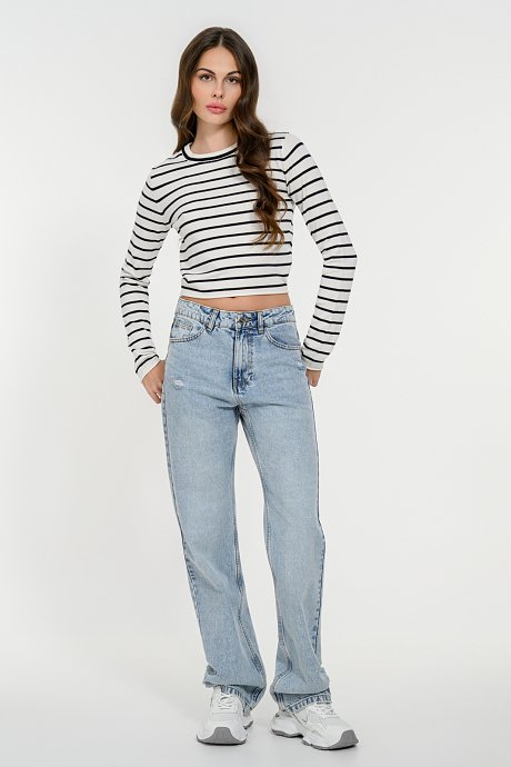 Knitted basic crop top with stripes