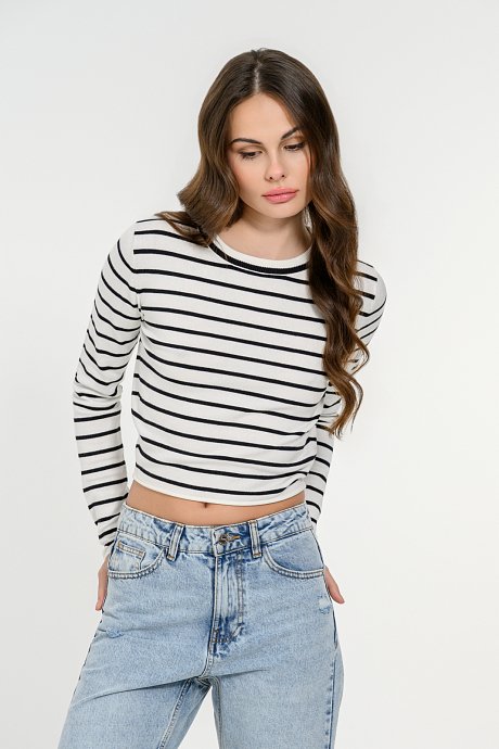 Knitted basic crop top with stripes