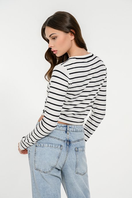 Knitted basic crop top with stripes