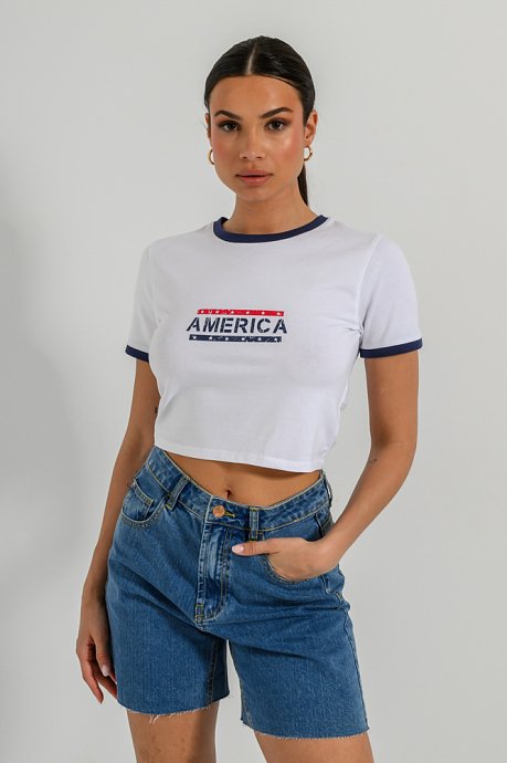 Κροπ t-shirt με τύπωμα
