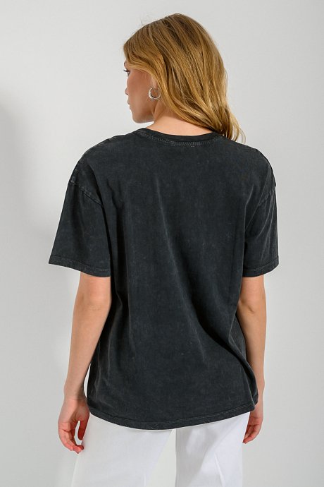 Oversized t-shirt με τύπωμα και τρουκς