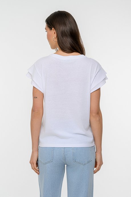 T-shirt με τύπωμα και μανίκι με λεπτομέρεια
