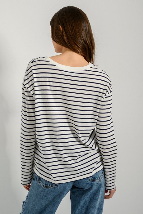 Striped blouse with round neckline