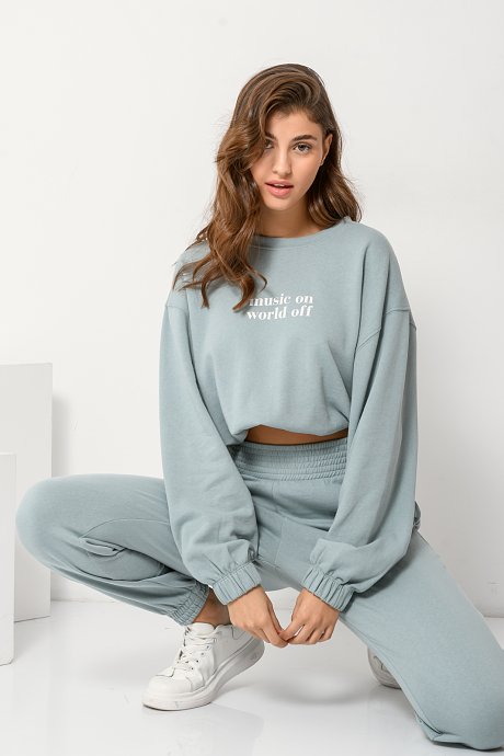 Cropped sweatshirt with front print