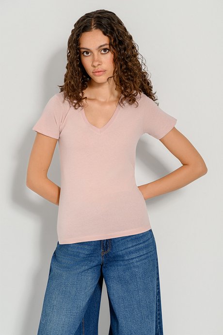 Basic t-shirt με V ντεκολτέ