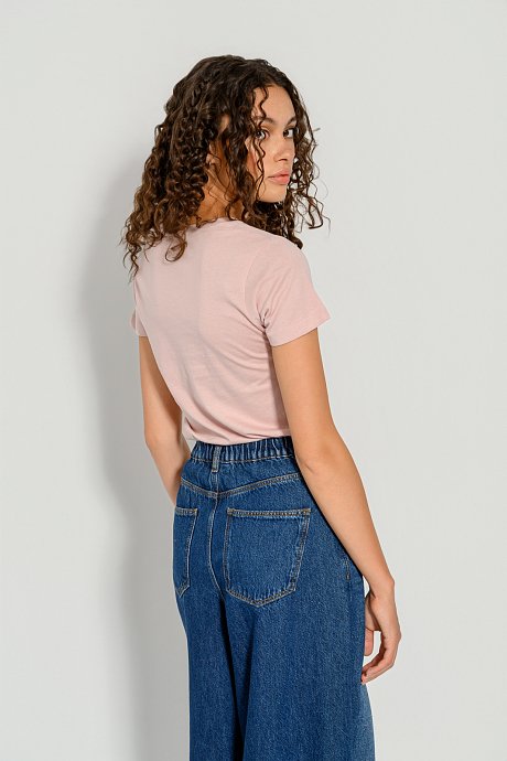 Basic t-shirt με V ντεκολτέ
